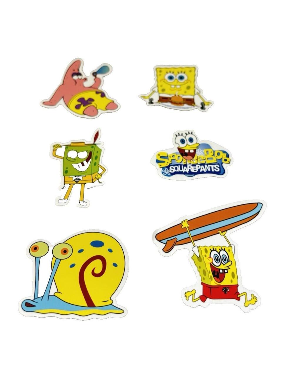 SpongeBob SquarePants 6pc Vinyl Stickers Lot Cartoon Water Bottle Laptop Decals